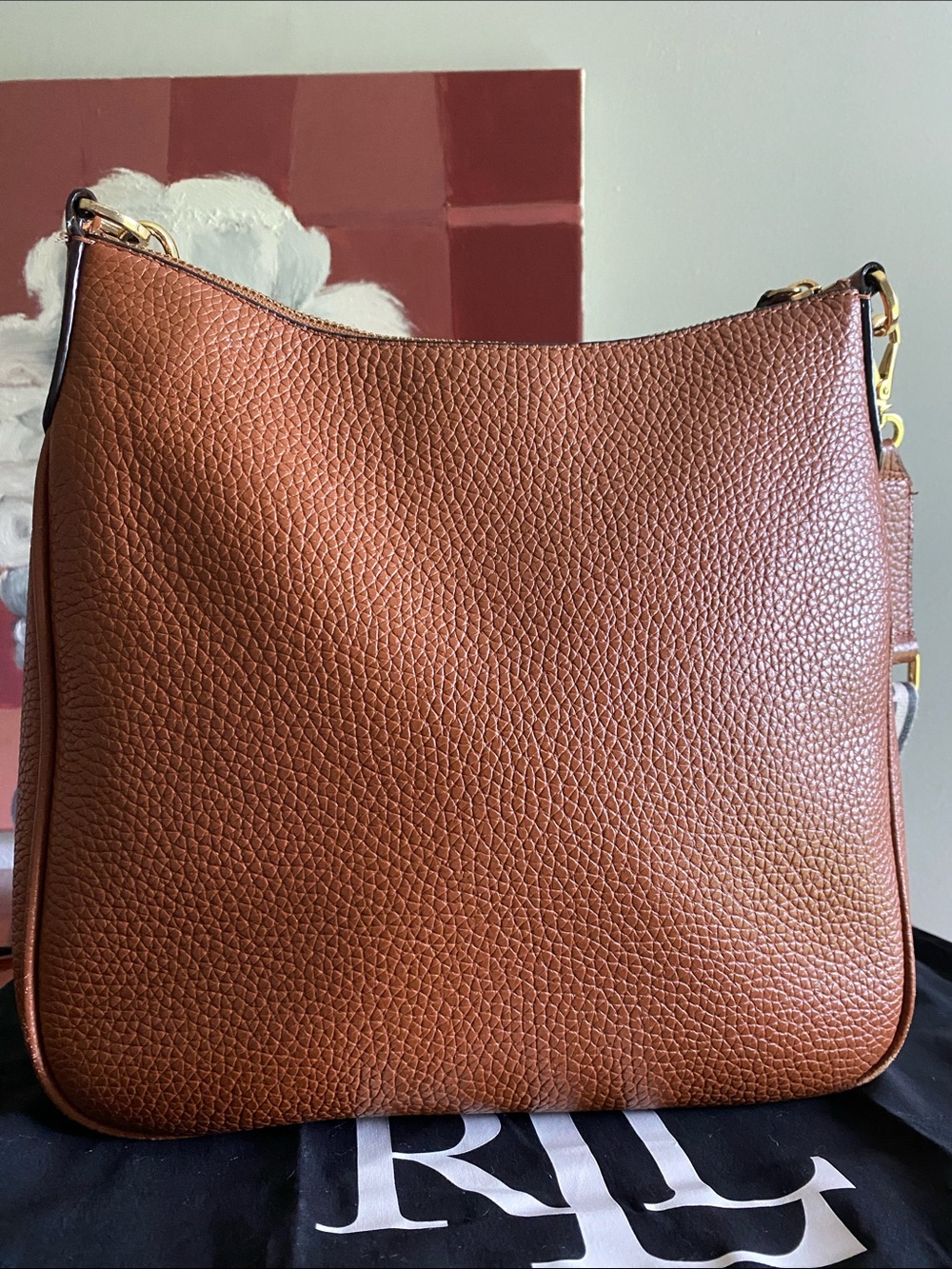 LRL Lauren Ralph Lauren Pebbled Leather Large Cameryn Crossbody - Picture 6 of 17